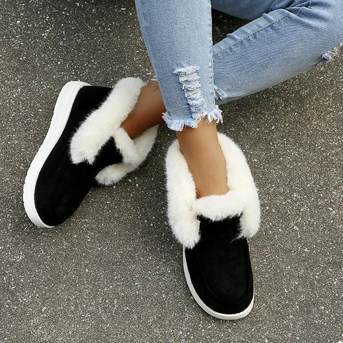 Mandotos women's snow boots with plush fur, warm winter ankle shoes, ideal for cold weather and snowy conditions.