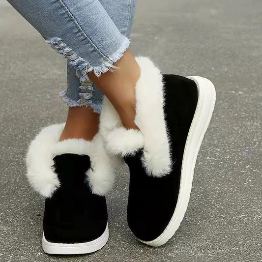 Mandotos women's snow boots with plush fur lining, warm winter ankle shoes, ideal for cold weather and snowy conditions.