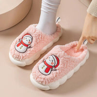 Mandotos Snowman Slippers for winter, plush cozy home shoes with anti-slip soles for couples.