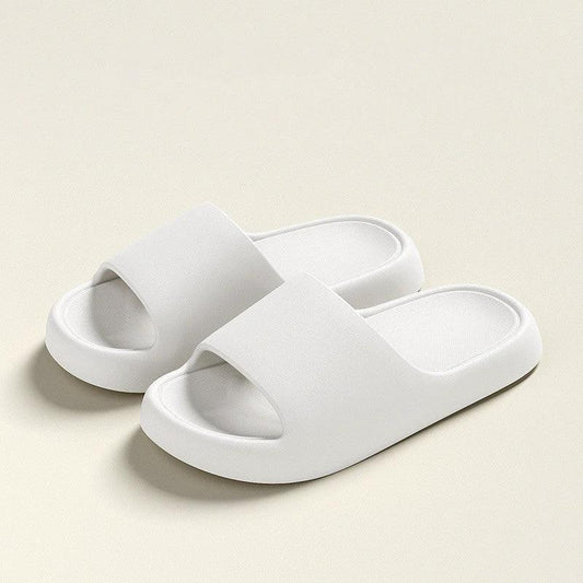 Mandotos solid thick-soled home slippers for women and men, summer non-slip bathroom house shoes with comfortable design.