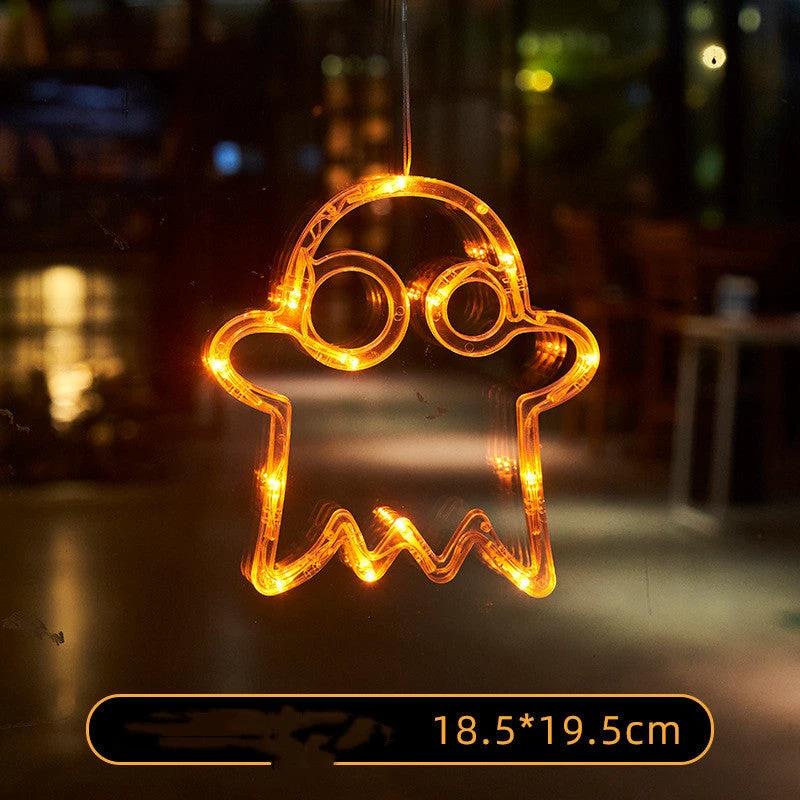 Mandotos Halloween LED window lights featuring spooky pumpkin, spider, and ghost designs for festive holiday decoration.