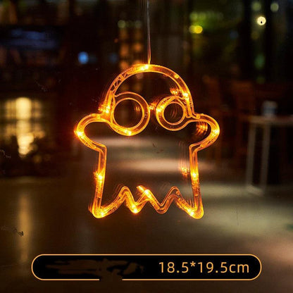 Mandotos Halloween LED window lights featuring spooky pumpkin, spider, and ghost designs for festive holiday decoration.