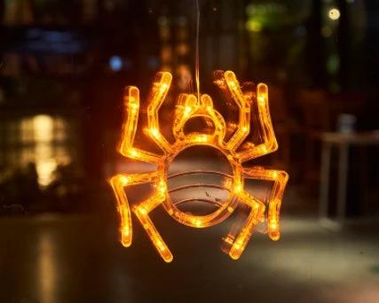 Mandotos Halloween LED window lights featuring spooky pumpkin, spider, and ghost designs for festive holiday decor.