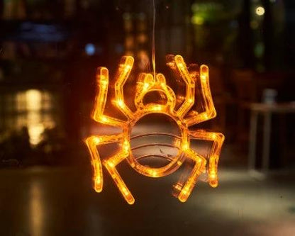 Mandotos Halloween LED window lights featuring spooky pumpkin, spider, and ghost designs for festive holiday decor.