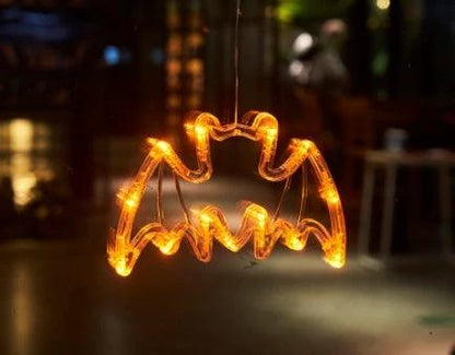 Mandotos Halloween LED window lights with spooky pumpkin, spider, and ghost designs for festive holiday decor.