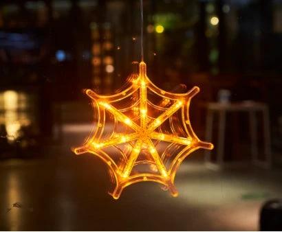 Mandotos Halloween LED window lights with spooky pumpkin, spider, and ghost designs for festive decor.