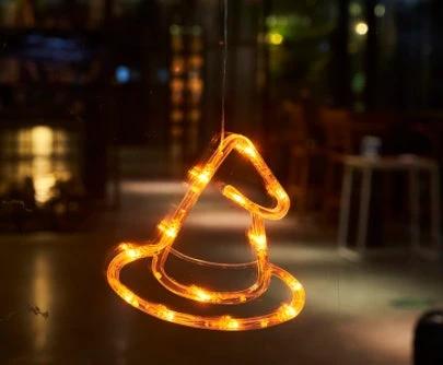 Mandotos Halloween LED window lights with spooky pumpkin, spider, and ghost designs for festive decoration.