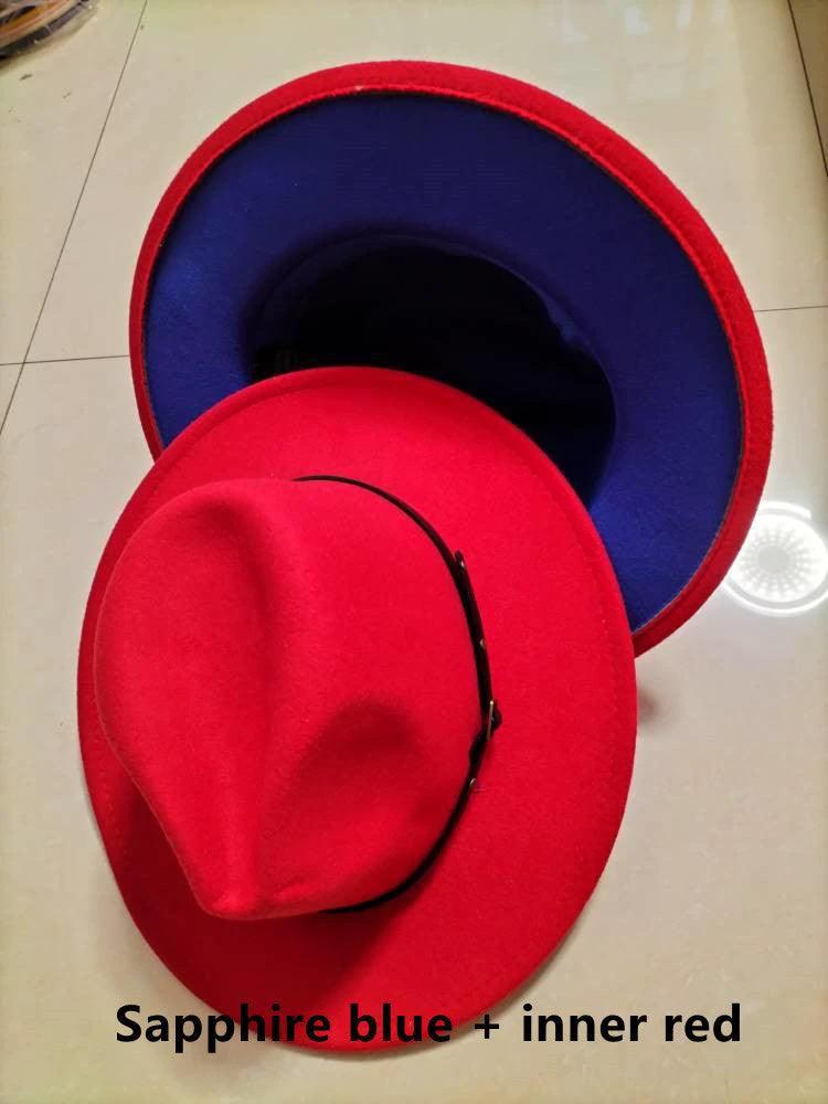 Mandotos stylish fedora hat with trendy color-blocked wool design, perfect for a chic and fashionable look.