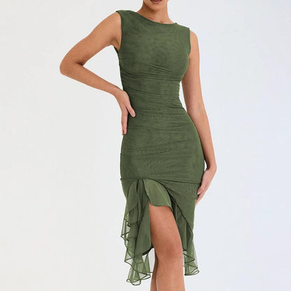 Mandotos women's summer slim skinny sleeveless dress, stylish for fashion, party, and club occasions.