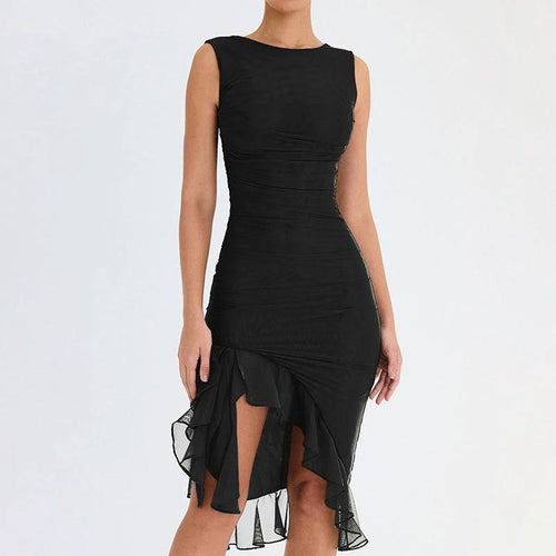 Mandotos summer slim sleeveless women's dress, perfect for parties and club events, showcasing a stylish, fitted design.