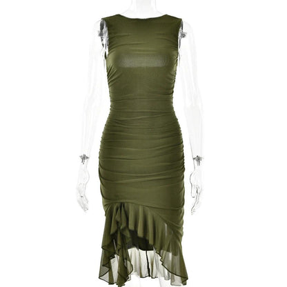 Mandotos summer slim skinny sleeveless dress for women, perfect for fashion parties and club events, black and fitted design.
