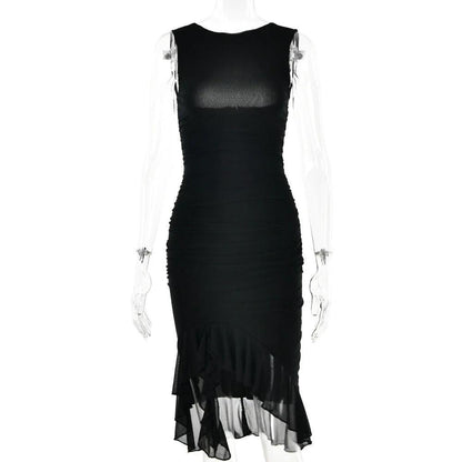 Mandotos summer slim skinny sleeveless dress for women, perfect for fashion, parties, and club outings.