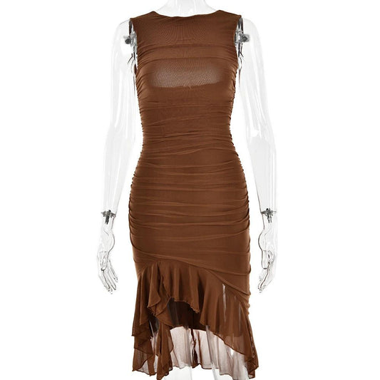 Mandotos summer slim skinny sleeveless dress for women, perfect for fashion, parties, and club events.
