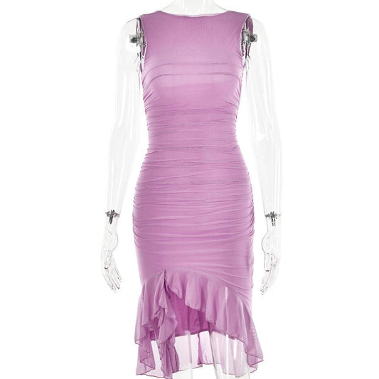 Mandotos summer slim skinny sleeveless dress for women, perfect for fashion parties and club events, shown in the image.