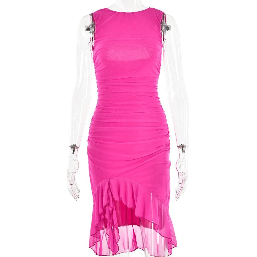 Mandotos summer slim sleeveless dress for women, fitted party and club dress with a stylish, modern design.