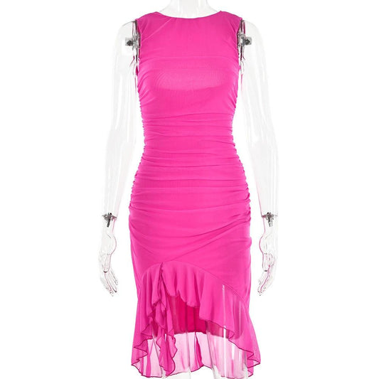 Mandotos summer slim sleeveless dress for women, fitted party and club dress with a stylish, modern design.