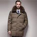 Mandotos ThermalGuard men's down jacket showing a lightweight, ultra-warm insulated winter jacket with a high collar and down filling.