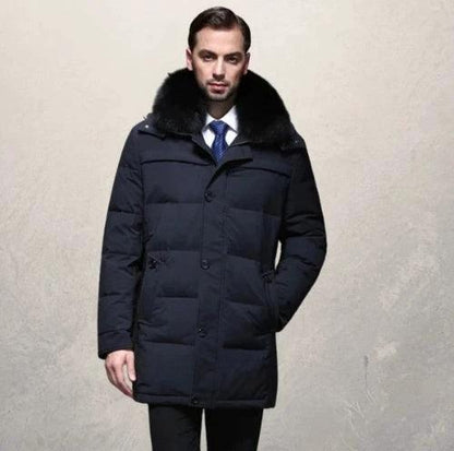 Mandotos ThermalGuard men's down jacket showing its ultra-warm, lightweight design perfect for all-day outdoor adventures.