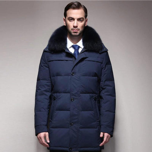 Mandotos ThermalGuard men's down jacket in black, showcasing its ultra-warm, lightweight design ideal for outdoor adventures.
