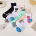 Mandotos trendy sports socks, 6 pairs of moisture-wicking ankle socks suitable for running and hiking, featuring colorful designs.
