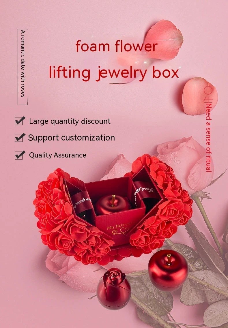 Valentine's Day soap rose gift box with crystal pendant necklace set by MANDOTOS, featuring decorative soap roses and elegant jewelry.