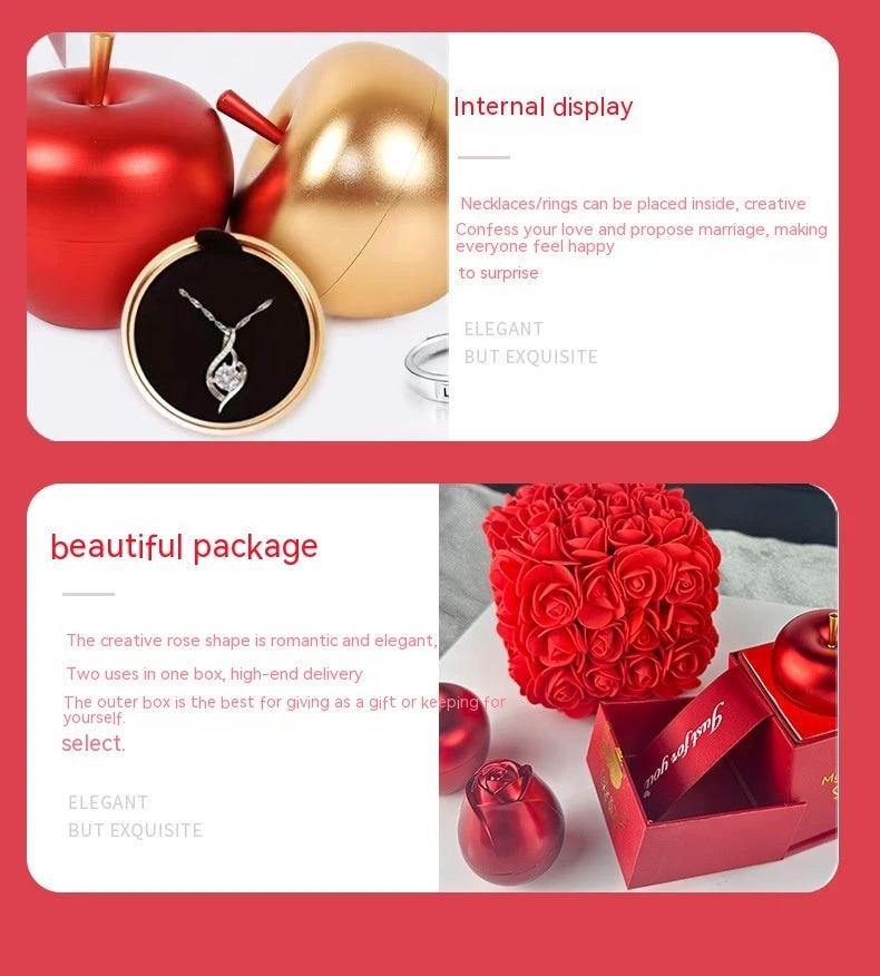 Valentine's Day soap rose gift box with crystal pendant necklace set from MANDOTOS, featuring decorative soap roses and elegant jewelry.