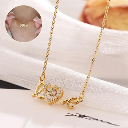 Mandotos titanium steel Valentine's Day gift necklace for women, stylish clavicle chain with heart-shaped pendant, fashion jewelry.