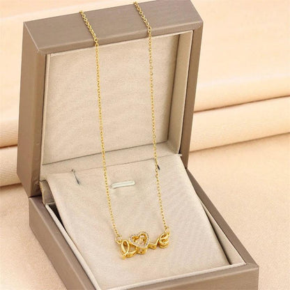 Mandotos titanium steel Valentine's Day necklace, dainty clavicle chain, stylish jewelry for women, love-themed fashion accessory