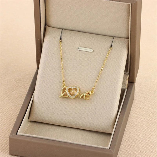 Mandotos titanium steel Valentine's Day necklace for women, featuring a stylish love-themed clavicle chain jewelry.