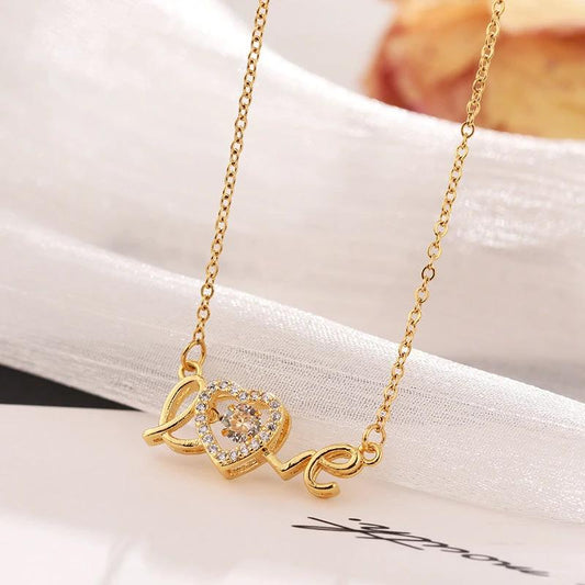 Mandotos titanium steel Valentine's Day gift necklace for women, stylish love-themed clavicle chain jewelry.