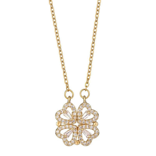 Mandotos Four-leaf Clover titanium steel necklace with non-fading, light luxury design, showcasing a delicate charm on a chain.