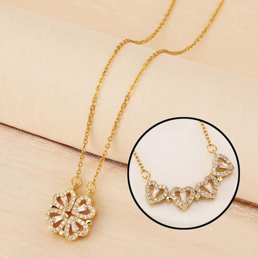 Mandotos four-leaf clover necklace made of non-fading light luxury titanium steel, featuring a delicate pendant design.