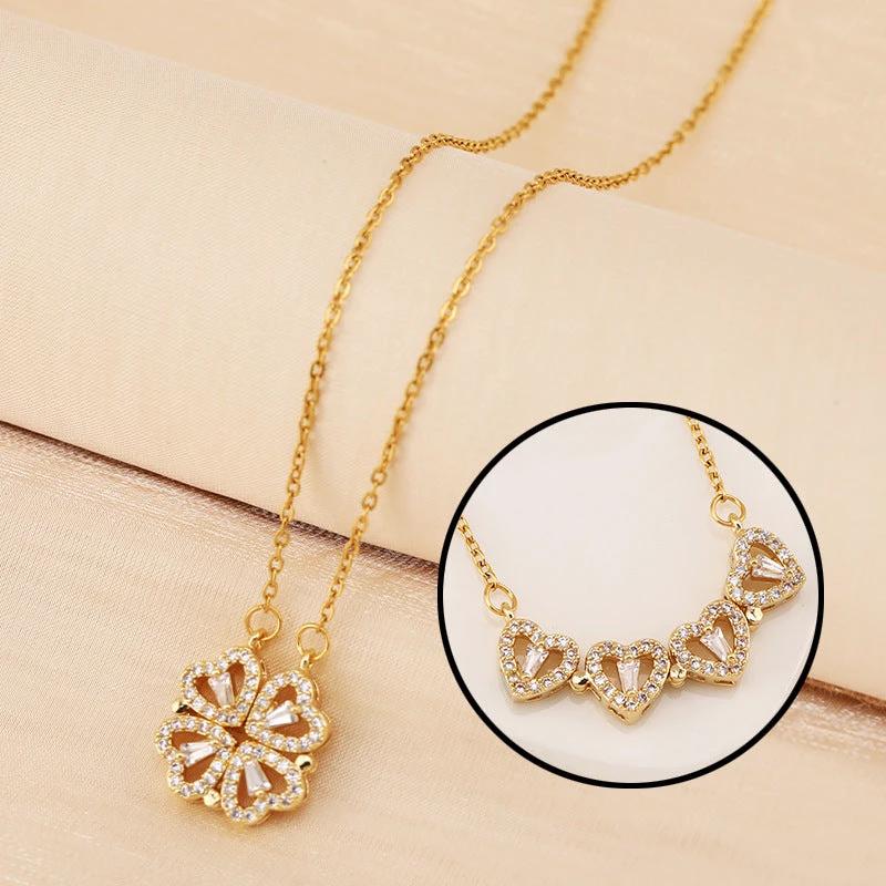 Mandotos Four-leaf Clover titanium steel necklace with non-fading light luxury design, elegant jewelry accessory.