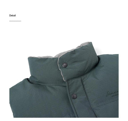 White Duck Down Vest by MANDOTOS, men's ultra-effective three-proof jacket with quilted design and front zipper closure.
