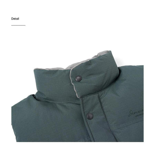 White Duck Down Vest by MANDOTOS, men's ultra-effective three-proof jacket with quilted design and front zipper closure.