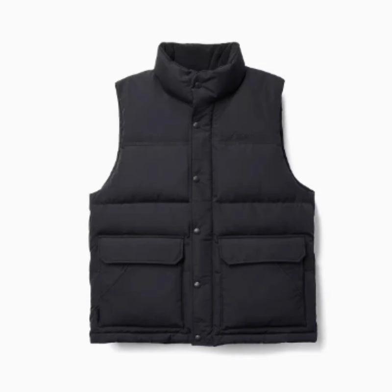 White Duck Down Vest by MANDOTOS, men's ultra-effective three-proof jacket with insulated, lightweight design for outdoor wear.