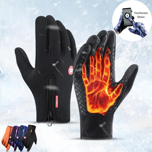 Mandotos winter touchscreen riding motorcycle gloves with waterproof sliding design and fleece lining for cold weather sports.