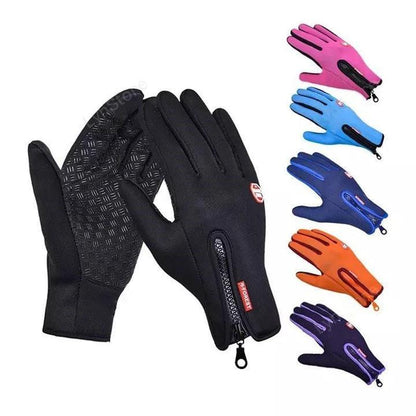 Mandotos winter motorcycle gloves with touchscreen fingertips, waterproof sliding design, fleece lining for cold weather riding.
