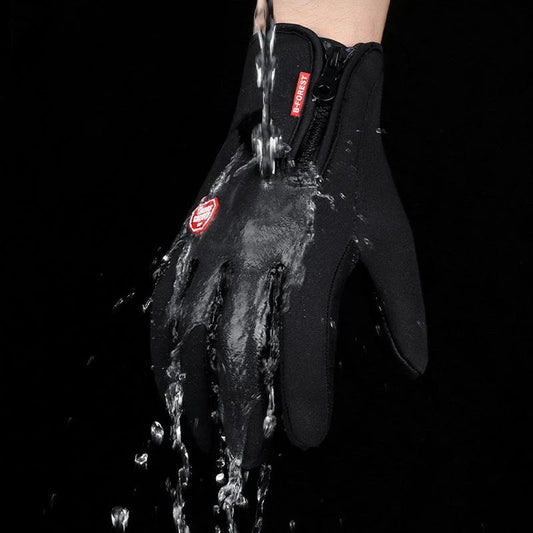 Mandotos winter touchscreen motorcycle riding gloves with waterproof sliding design and fleece lining for sports and outdoor use.