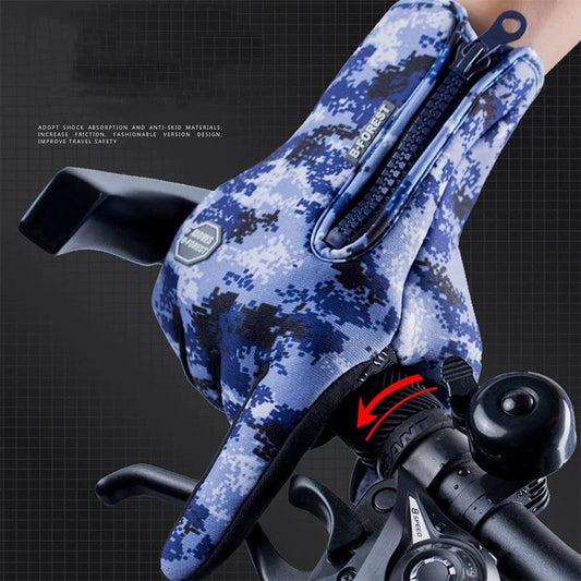 Mandotos winter touchscreen motorcycle riding gloves with waterproof sliding design and fleece lining for cold weather sports.