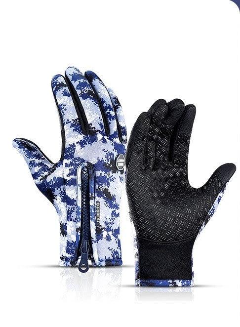 Mandotos winter touchscreen motorcycle gloves with waterproof sliding design and fleece lining for riding and outdoor sports.