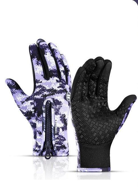 Mandotos winter motorcycle gloves with touch screen fingertips, waterproof sliding design, fleece lining, ideal for riding and sports.