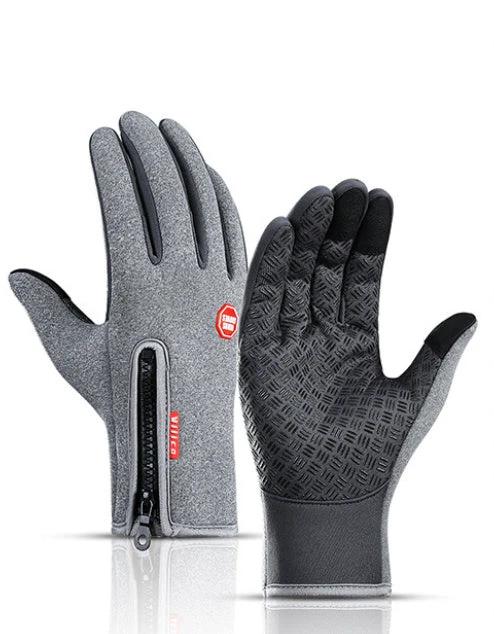 Mandotos winter motorcycle gloves with touch screen fingertips, waterproof sliding design, fleece lining, ideal for sports and riding.