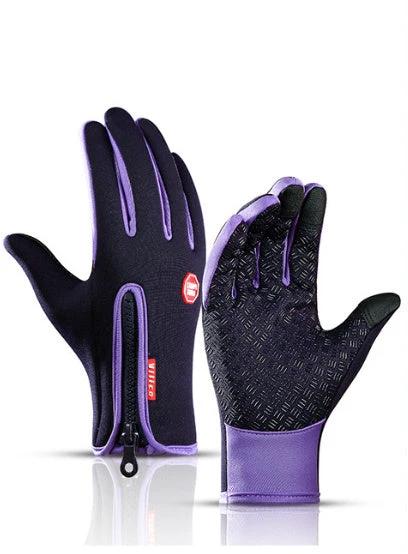 Mandotos winter touchscreen motorcycle riding gloves with waterproof sliding design and fleece lining for cold weather sports.