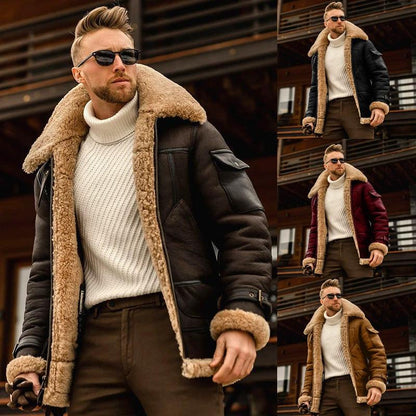 Mandotos men's winter military fleece jacket with fur collar, tactical design, warm coat suitable for cold weather outdoor activities.