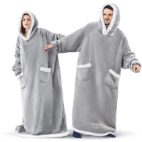 Mandotos winter TV hoodie blanket, oversized warm pullover with pockets for women and men, cozy home wear for cold weather.