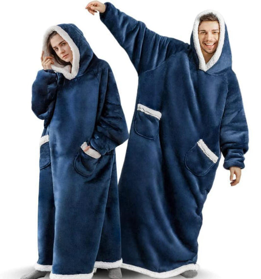 Mandotos winter TV hoodie blanket, oversized warm pullover with pockets for women and men, cozy home winter clothing.