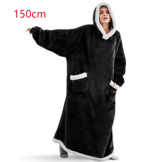 Mandotos oversized winter TV hoodie blanket with pockets, warm home clothes for women and men, cozy pullover for cold days