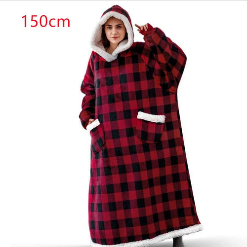 Mandotos winter TV hoodie blanket, oversized warm pullover with pockets, suitable for women and men, cozy home wear.