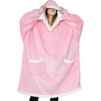 Mandotos winter TV hoodie blanket, oversized warm pullover with pockets for women and men, cozy home clothing for cold weather.